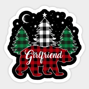 Girlfriend Bear Buffalo Red Plaid Matching Family Christmas Sticker
